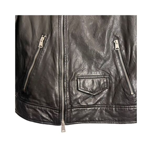 ALL SAINTS • Black Rio Biker Leather Jacket • Size Medium - Picture 12 of 13